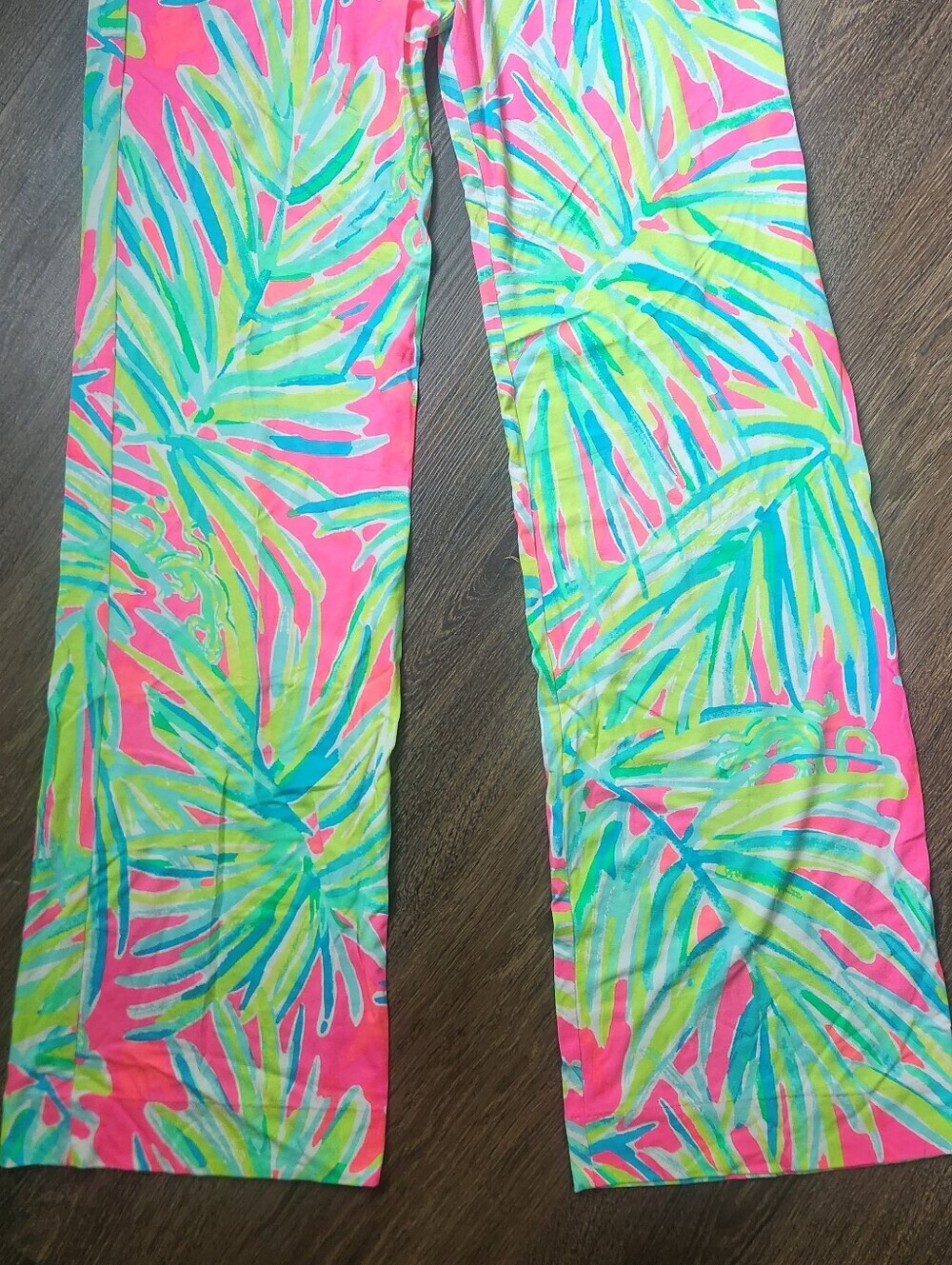 EUC Lilly Pulitzer Georgia May Palazzo Pants In Tiki Pink/Royal Lime, Size S - Picture 4 of 7